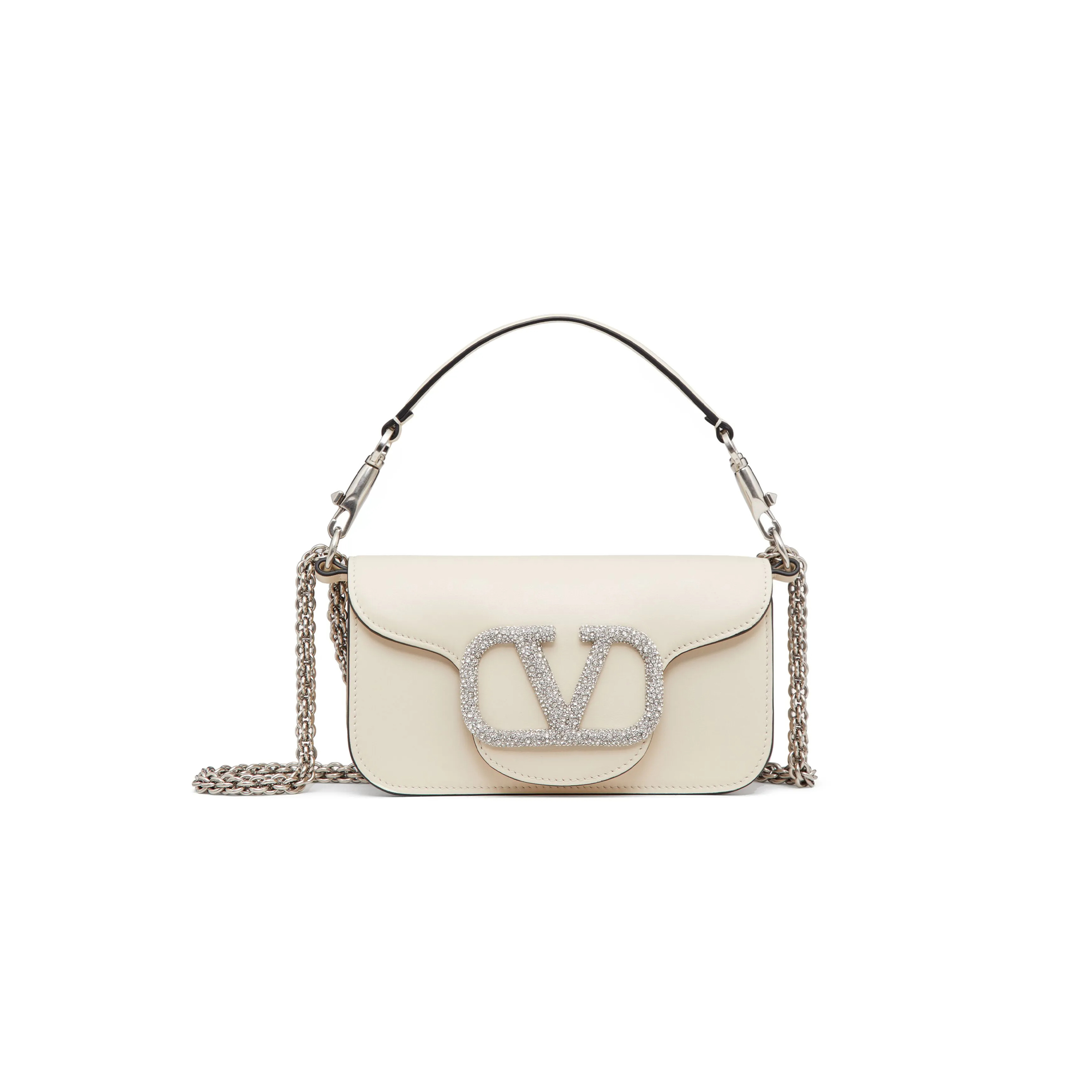 VALENTINO LOCÒ SMALL SHOULDER BAG IN LIGHT IVORY WHITE 1W2B0K53KNT (19*10.5*5cm)